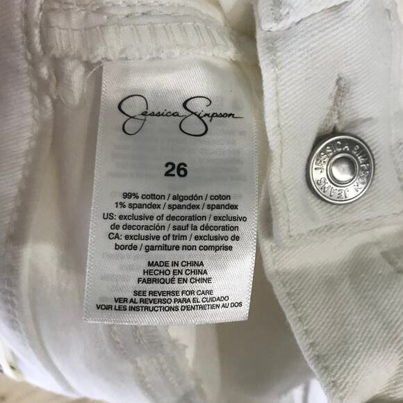 Jessica Simpson Jeans Size 26 Slim Straight Stretch Raw Frayed Hem Shark Bite - Picture 12 of 13